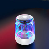Portable Bluetooth speakers offer a column design, wireless connectivity, powerful bass, radio functionality, and variable color LED lighting.