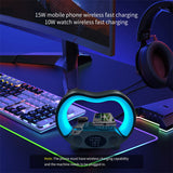 2024 New 6 In 1 Smart Remote Control Bluetooth Ambience Intelligent LED Table Lamp Multi-Function Wireless Charger Night Light Bluetooth Speaker - WAYLO-BARGAINS