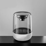 Portable Bluetooth speakers offer a column design, wireless connectivity, powerful bass, radio functionality, and variable color LED lighting.
