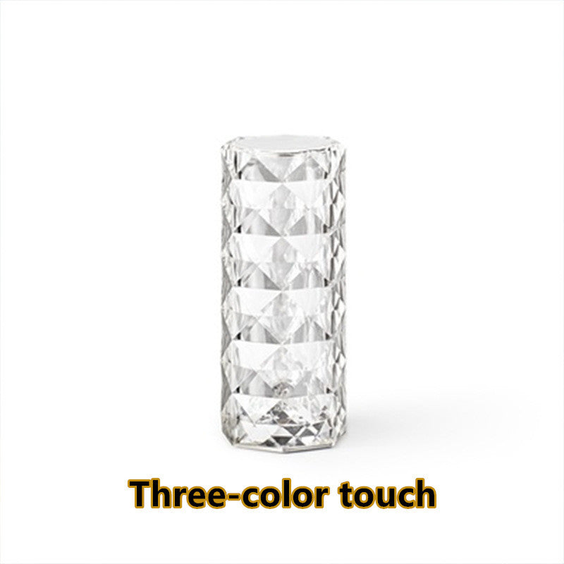 Nordic Crystal Lamp USB Table Lamps Bedroom Touch Dimming Atmosphere Diamond Night Light Rose Projector Lamp Decor - WAYLO-BARGAINS