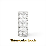 Nordic Crystal Lamp USB Table Lamps Bedroom Touch Dimming Atmosphere Diamond Night Light Rose Projector Lamp Decor - WAYLO-BARGAINS