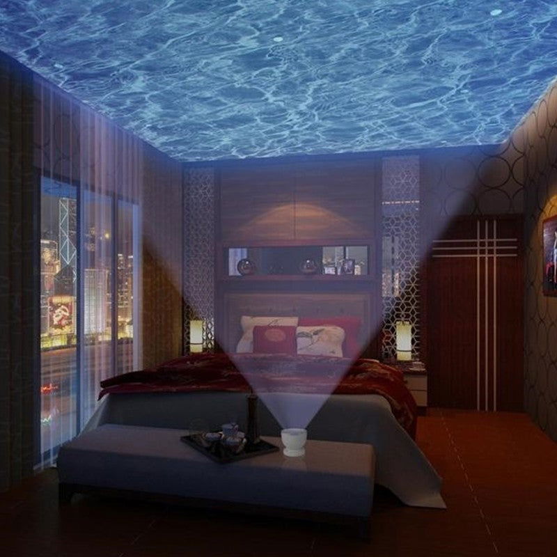 Ocean Wave Projector LED Night Light Remote Control TF Cards Music Player Speaker Aurora Projection - WAYLO-BARGAINS