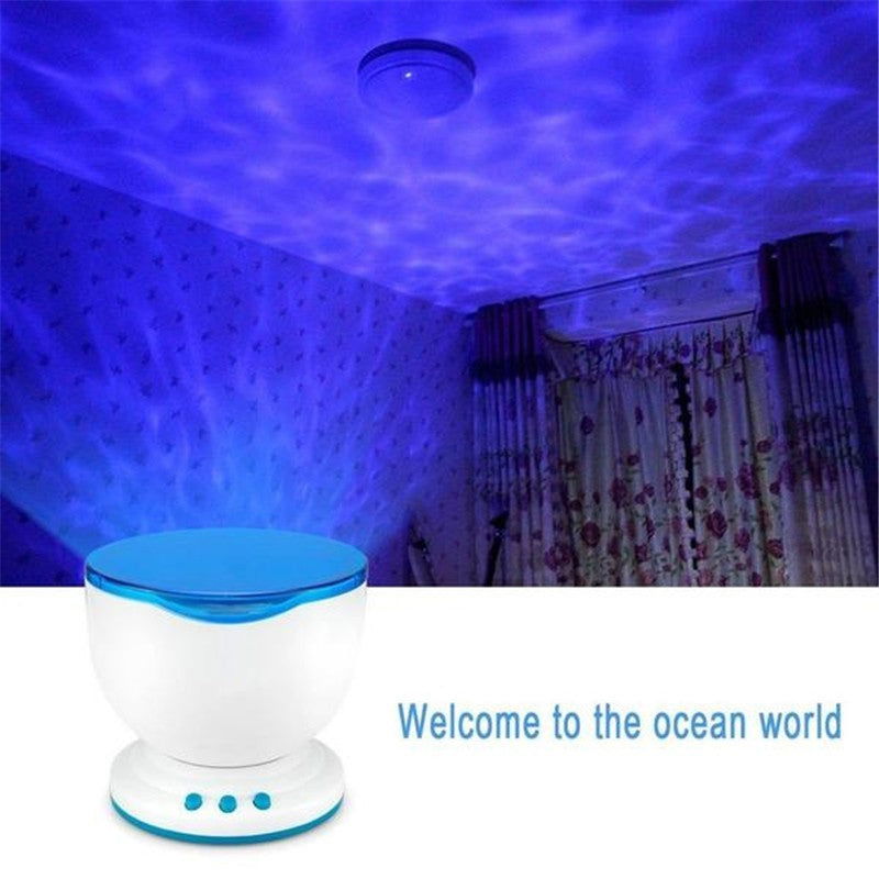 Ocean Wave Projector LED Night Light Remote Control TF Cards Music Player Speaker Aurora Projection - WAYLO-BARGAINS